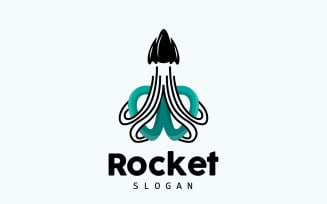 space rocket logo design illustration modern V10