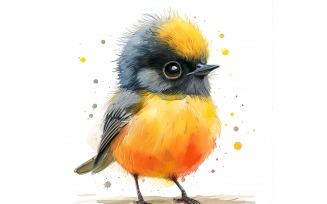 Cute Baltimore Oriole Bird Baby Watercolor Handmade illustration 2