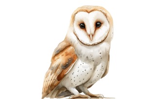 Cute Barn Owl Bird Baby Watercolor Handmade illustration 2
