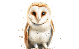 Cute Barn Owl Bird Baby Watercolor Handmade illustration 3
