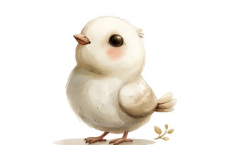 Cute Dove Bird Baby Watercolor Handmade illustration 1