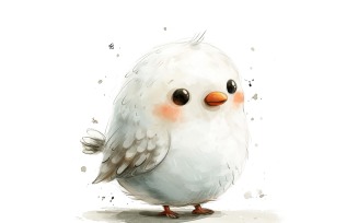 Cute Dove Bird Baby Watercolor Handmade illustration 3