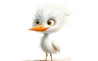 Cute Egret Bird Baby Watercolor Handmade illustration 4