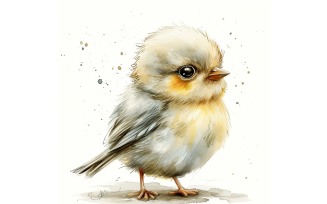 Cute Finch Bird Baby Watercolor Handmade illustration 3