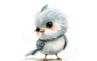 Cute Flicker Bird Baby Watercolor Handmade illustration 4