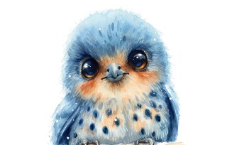 Cute Kestrel Bird Baby Watercolor Handmade illustration 1