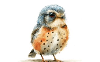 Cute Kestrel Bird Baby Watercolor Handmade illustration 2