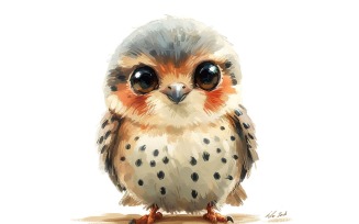 Cute Kestrel Bird Baby Watercolor Handmade illustration 4