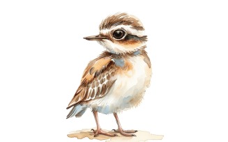Cute Killdeer Bird Baby Watercolor Handmade illustration 4