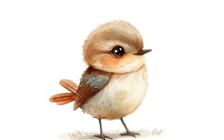 Cute Mockingbird Bird Baby Watercolor Handmade illustration 1