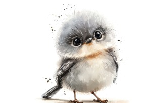 Cute Mockingbird Bird Baby Watercolor Handmade illustration 2