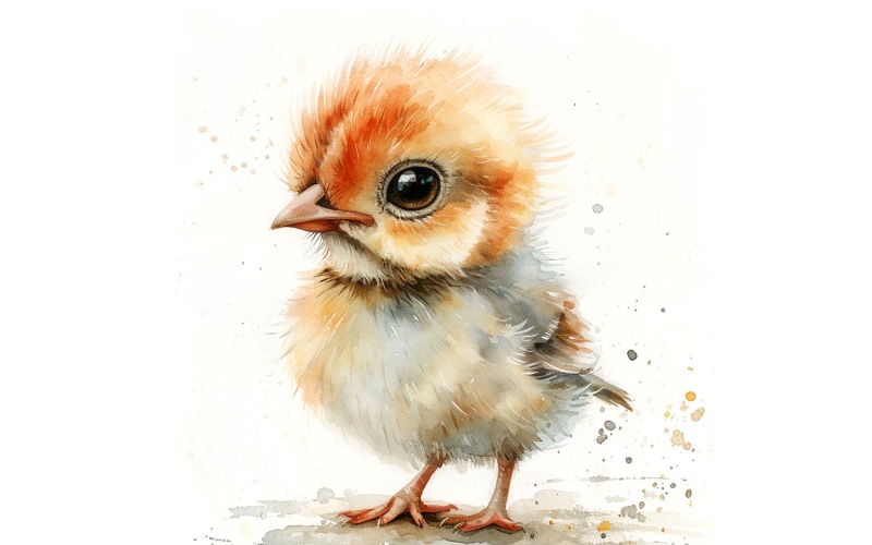 Cute Pheasant Bird Baby Watercolor Handmade illustration 4 Illustration