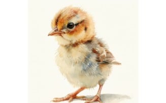 Cute Quail Bird Baby Watercolor Handmade illustration 1