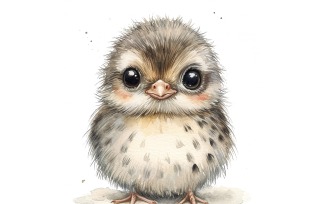 Cute Quail Bird Baby Watercolor Handmade illustration 2