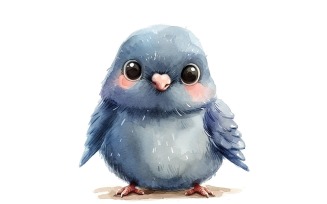 Cute Rock Pigeon Bird Baby Watercolor Handmade illustration 2