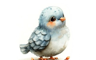 Cute Rock Pigeon Bird Baby Watercolor Handmade illustration 4