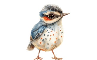 Cute Woodcock Bird Baby Watercolor Handmade illustration 2