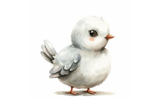 Cute Woodcock Bird Baby Watercolor Handmade illustration 5