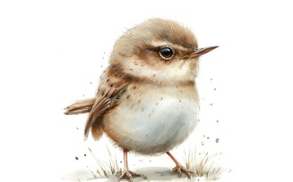 Cute Wren Bird Baby Watercolor Handmade illustration 4