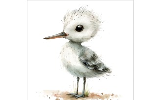 Cute Avocet Bird Baby Watercolor Handmade illustration 3