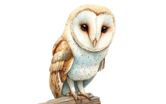 Cute Barn Owl Bird Baby Watercolor Handmade illustration 2.