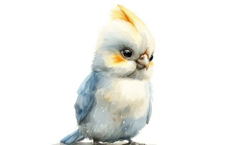 Cute Cockatiel Bird Baby Watercolor Handmade illustration 3