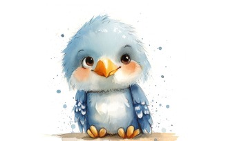 Cute Eagle Bird Baby Watercolor Handmade illustration 1.