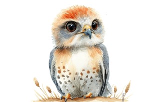 Cute Eagle Bird Baby Watercolor Handmade illustration 3 .