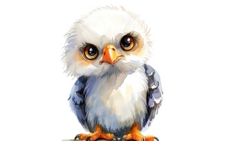 Cute Eagle Bird Baby Watercolor Handmade illustration 3.