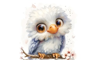 Cute Eagle Bird Baby Watercolor Handmade illustration 4.