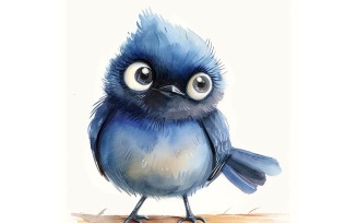 Cute Grackle Bird Baby Watercolor Handmade illustration 3