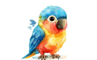 Cute Macaw Bird Baby Watercolor Handmade illustration 4