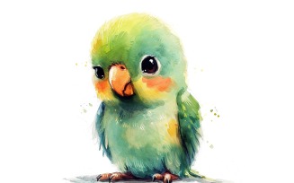Cute Parrot Bird Baby Watercolor Handmade illustration 2