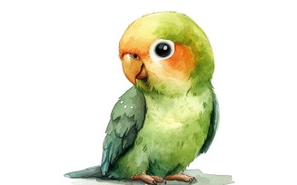 Cute Parrot Bird Baby Watercolor Handmade illustration 3