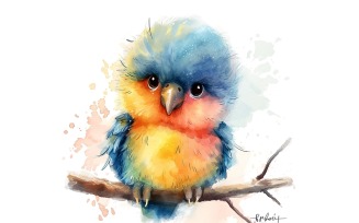 Cute Rainbow Lorikeet Bird Baby Watercolor Handmade illustration 2