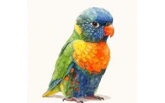 Cute Rainbow Lorikeet Bird Baby Watercolor Handmade illustration 4