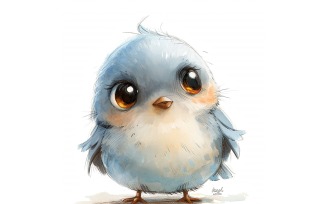 Cute Twitter Bird Baby Watercolor Handmade illustration 3