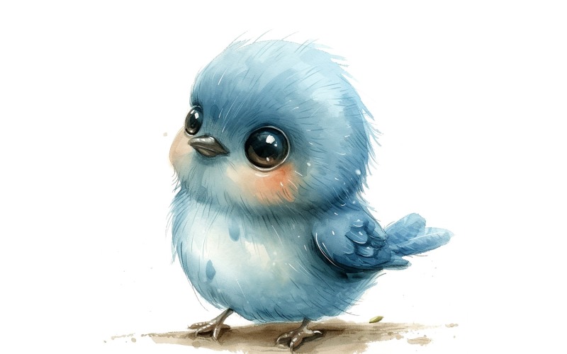 Cute Twitter Bird Baby Watercolor Handmade illustration 4 Illustration