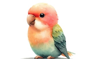 Cute Vasa Parrot Bird Baby Watercolor Handmade illustration 1