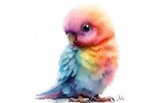 Cute Vasa Parrot Bird Baby Watercolor Handmade illustration 2