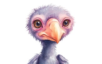 Cute Vulture Bird Baby Watercolor Handmade illustration 3