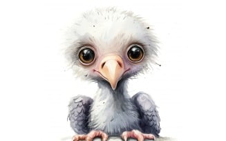 Cute Vulture Bird Baby Watercolor Handmade illustration 4