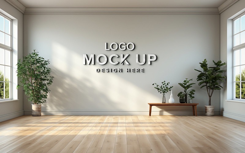 3d wall logo mockup realistic Product Mockup
