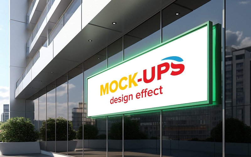 Wall mount advertising billboard mockup Product Mockup