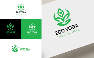 Abstract Eco Yoga Logo Template