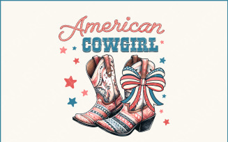 American Cowgirl PNG, 4th of July Coquette, Retro America Designs, Western & Cowboy Styles