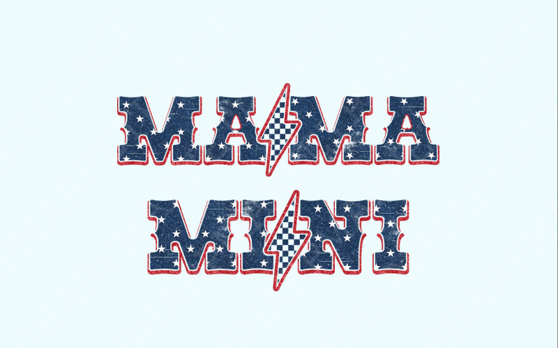 American Mama and Mini PNG, 4th of July, Independence Day, Patriotic Sublimation Design, USA Retro Illustration