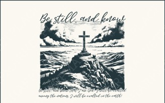 Be Still and Know Psalm 46:10 PNG, Christian Sublimation Design, Bible Verse Retro View, Christian