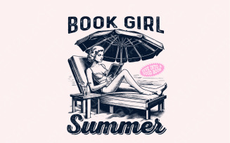 Book Girl Summer PNG, Beach Book Lover, Funny Bookish Reader, Bookish Vacation, Romance Book