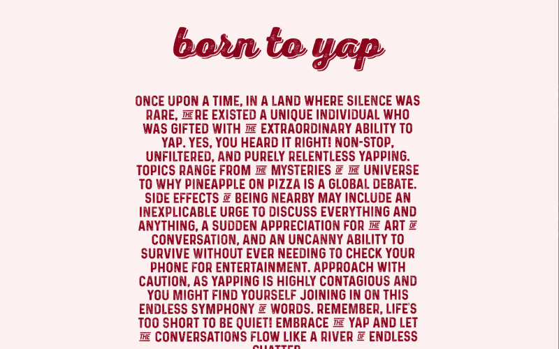 Born to Yap Digital Download, Funny Meme PNG, Y2K Humor, Cute PNG Sublimation Trendy Gifts for Her Illustration